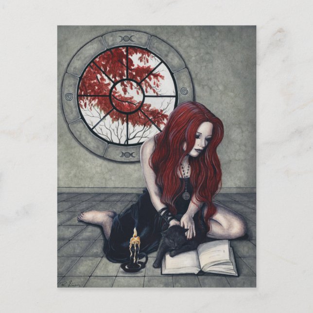 Postal Cartão da bruxa de Spellbook (Frente)