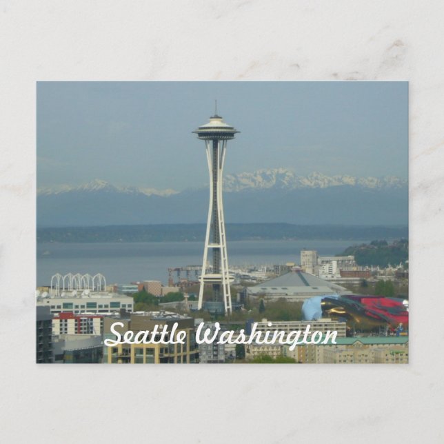 Postal Cartão da foto da skyline de Seattle (Frente)