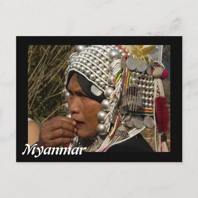 Postal Cartão da mulher de Myanmar (Frente)