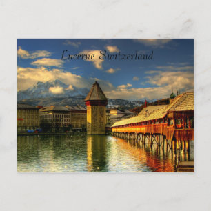 Postal Cartão da ponte da capela da suiça da lucerna