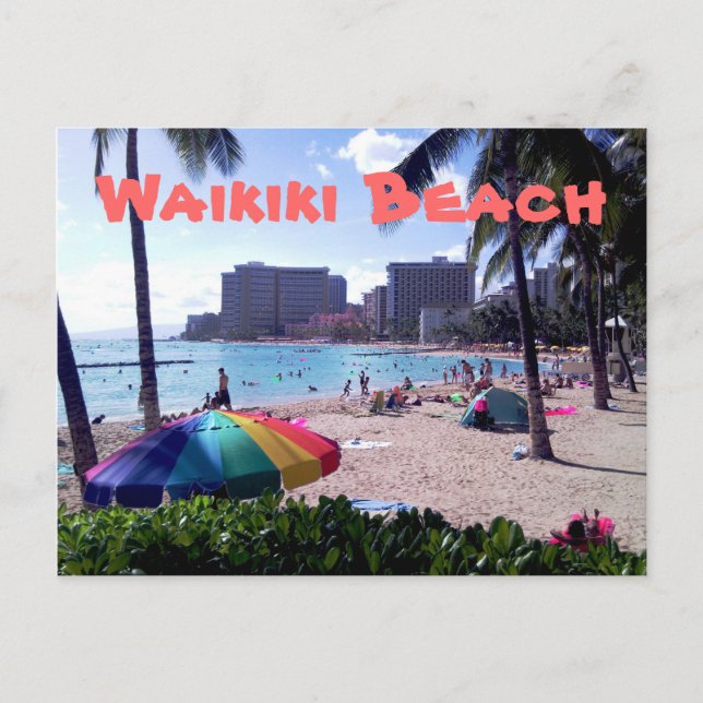 Postal Cartão da praia de Waikiki (Frente)