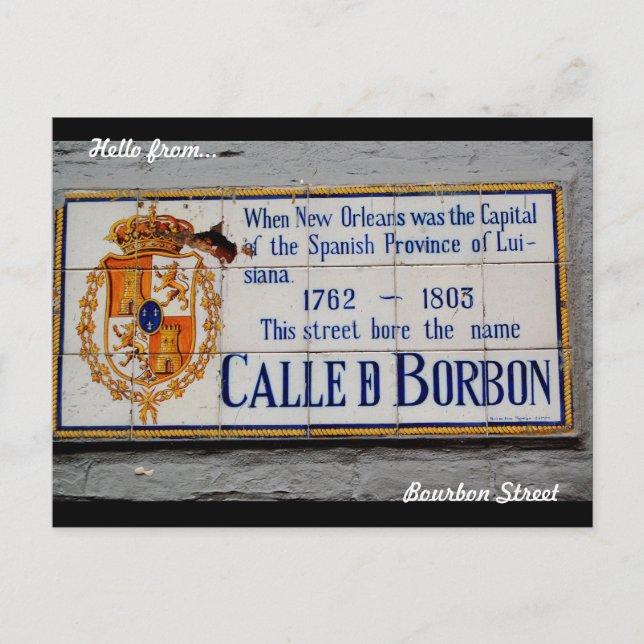 Postal Cartão da rua de Nova Orleães Bourbon (Frente)