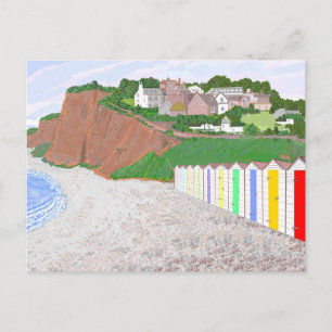 Postal Cartão das cabanas da praia de Budleigh Salterton