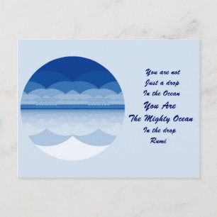 Postal Cartão das citações de Rumi. Design da mandala 