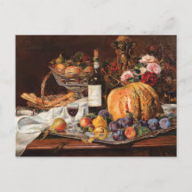 Cartão de Ação de Graças com Frutas e Vinho