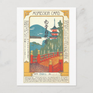 Postal Cartão de Admissão Antigo para Nikko, Japão, Cartã