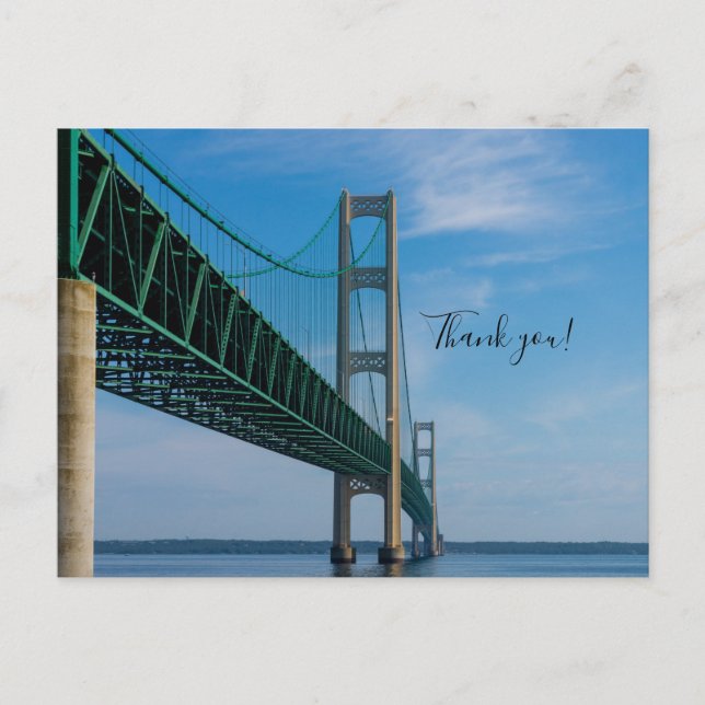 Postal Cartão de agradecimento ao longo da Ponte Mackinac (Frente)