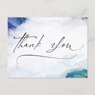 Postal Cartão de agradecimento aquarela dourada elegante