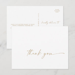 Postal Cartão de agradecimento com escrita dourada modern