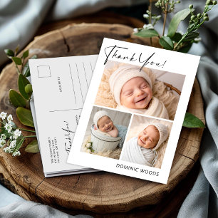 Postal Cartão de agradecimento com foto de bebê menino re