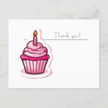 Cartão de Agradecimento Cupcake Rosa Fofo