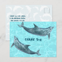 Postal Cartão de agradecimento da festa de golfinhos das