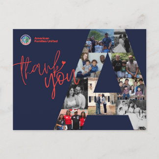 Postal Cartão de agradecimento das famílias americanas un