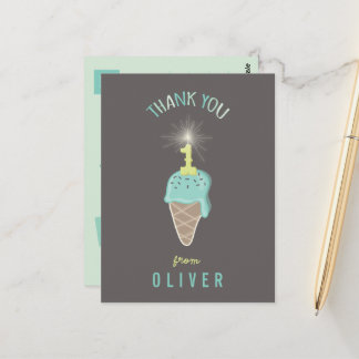 Postal Cartão de Agradecimento de 1º Aniversário Ice Crea