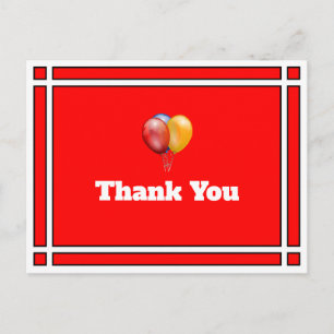 Postal Cartão de Agradecimento de Aniversário Balões Verm