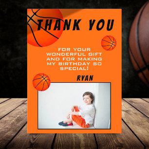 Postal Cartão de agradecimento de aniversário de basquete
