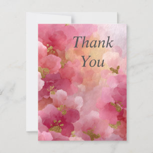 Postal Cartão de Agradecimento de Aquarela Abstrata Rosa 