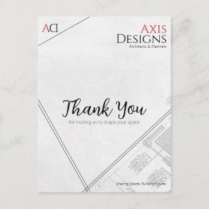 Postal Cartão de Agradecimento de Arquiteto com Design de
