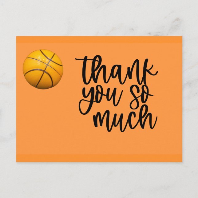 Postal Cartão de agradecimento de basquete com basquete (Frente)