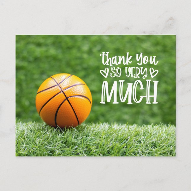 Postal Cartão de agradecimento de basquete com basquete (Frente)