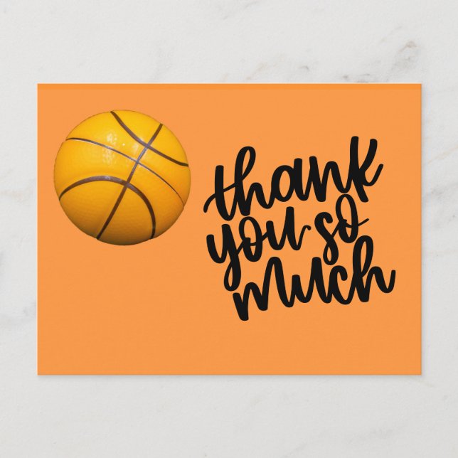 Postal Cartão de agradecimento de basquete com basquete (Frente)