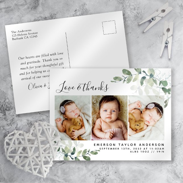 Postal Cartão de Agradecimento de Bebê com Foto de Eucali (Criador carregado)