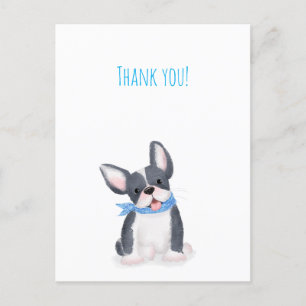 Postal Cartão de agradecimento de cachorrinho bulldog fra