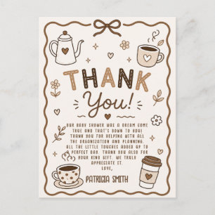 Postal Cartão de Agradecimento de Café Bebê está Cozinhan