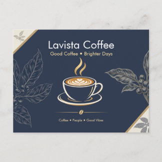 Postal Cartão de agradecimento de café elegante em azul m