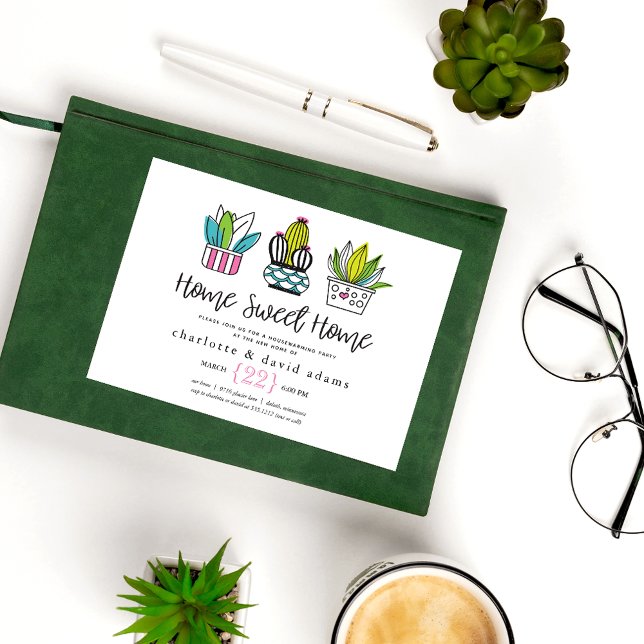 Postal Cartão de Agradecimento de Casa Nova com Plantas e (Criador carregado)