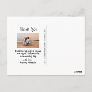 Postal Cartão de agradecimento de casamento