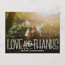 Postal Cartão de Agradecimento de Casamento Amor e Agrade