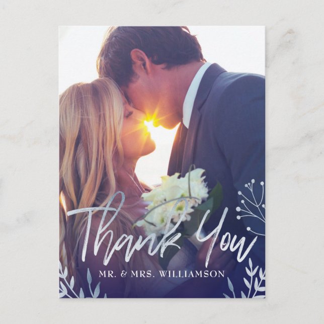 Postal Cartão de agradecimento de casamento com flores pr (Frente)