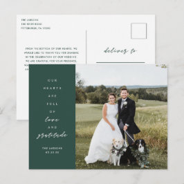 Postal Cartão de Agradecimento de Casamento com Foto Cora
