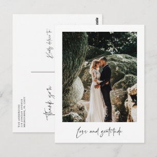 Postal Cartão de agradecimento de casamento com foto de a