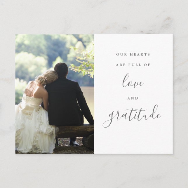 Postal Cartão de agradecimento de casamento com foto em c (Frente)
