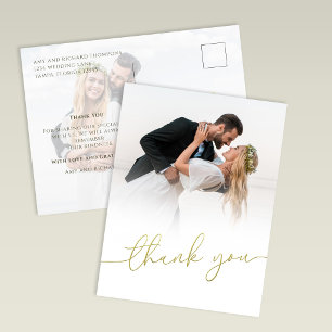 Postal Cartão de Agradecimento de Casamento com Foto em G