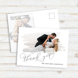 Postal Cartão de Agradecimento de Casamento com Foto em L