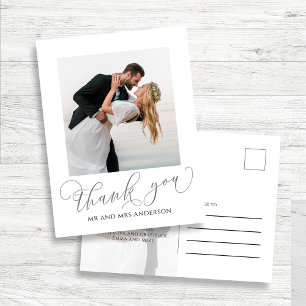Postal Cartão de Agradecimento de Casamento com Foto em S