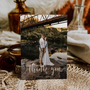 Postal Cartão de agradecimento de casamento com foto em s