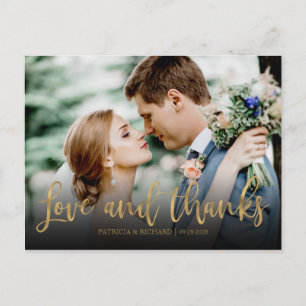 Postal Cartão de Agradecimento de Casamento com Foto Fofa