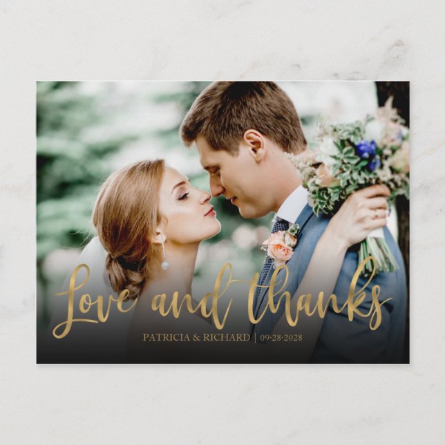 Postal Cartão de Agradecimento de Casamento com Foto Fofa (Frente)