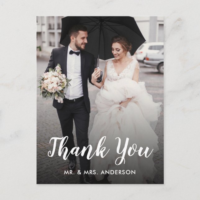 Postal Cartão de agradecimento de casamento com foto pers (Frente)