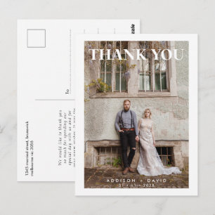Postal Cartão de agradecimento de casamento com foto únic
