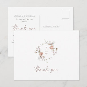 Postal Cartão de agradecimento de casamento com monograma