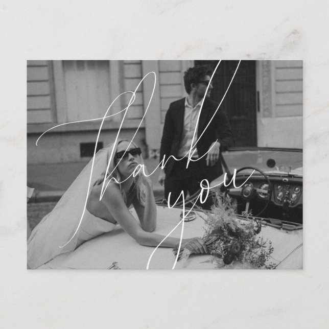 Postal Cartão de agradecimento de casamento com roteiro m (Frente)