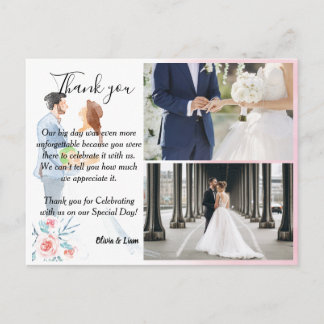 Postal Cartão de Agradecimento de Casamento de Casal com 