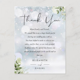 Postal Cartão de Agradecimento de Casamento de Inverno co