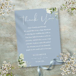 Postal Cartão de Agradecimento de Casamento Dusty Blue Gr
