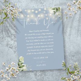 Postal Cartão de Agradecimento de Casamento em Azul Poeir
